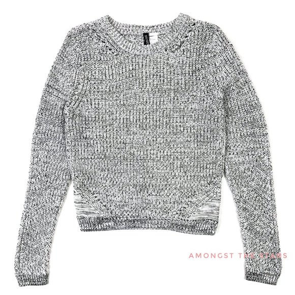 H&M Black And White Openwork Ribbed Knit Sweater - Picture 4 of 8